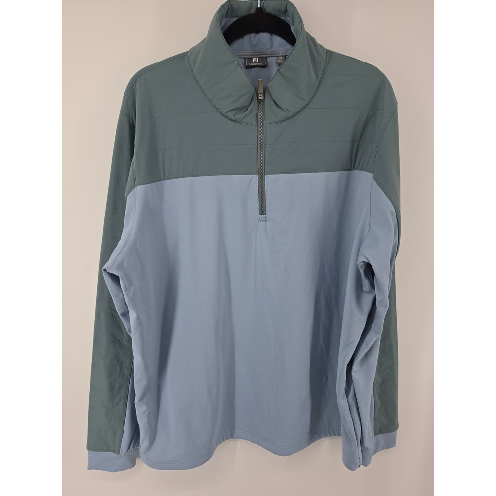 FootJoy ThermoSeries Mens XL Golf Pullover Quarter Zip Blue Green Quilted Hybrid